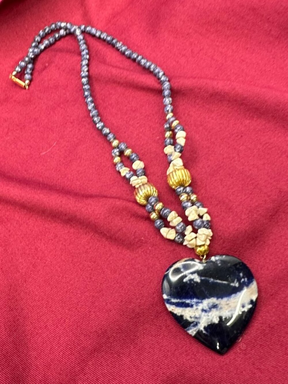 Semi-Precious Stone Heart Pendant Necklace